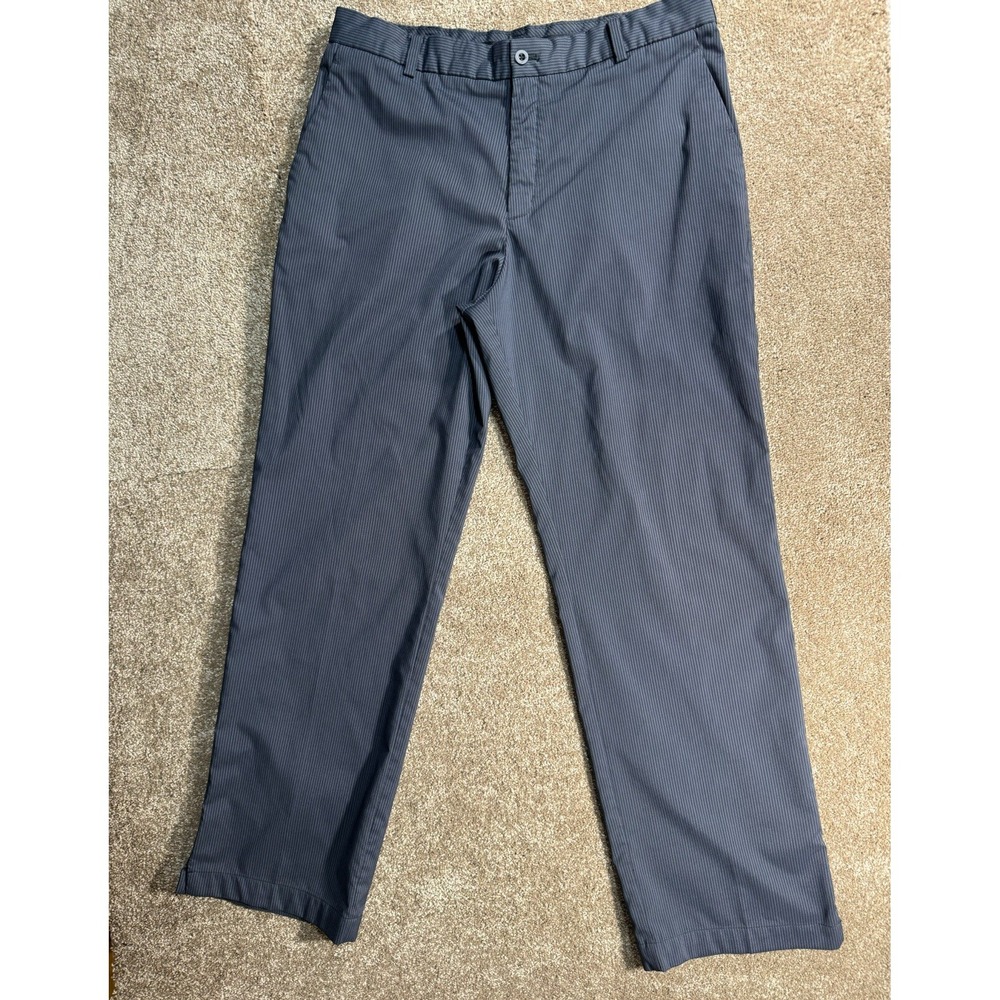Mens Nike Golf Black Gray Slacks Golf Flat Front‎ Pants 34x32 Polyester Dri Fit